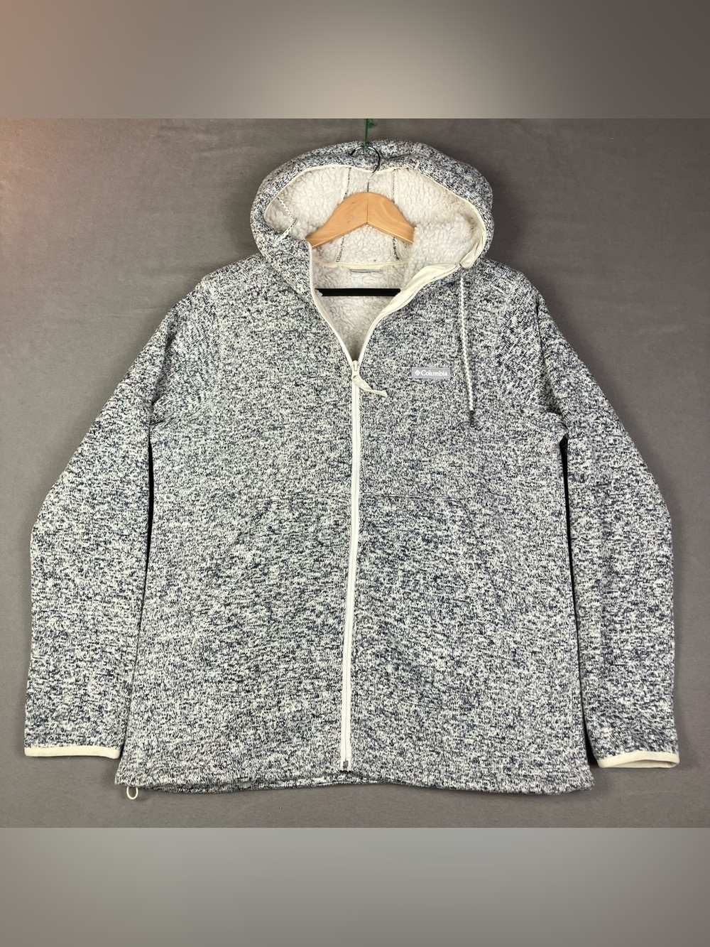 Columbia Women’s Size M Sweater Weather Sherpa Fleece Jacket Full Zip Gray Chalk